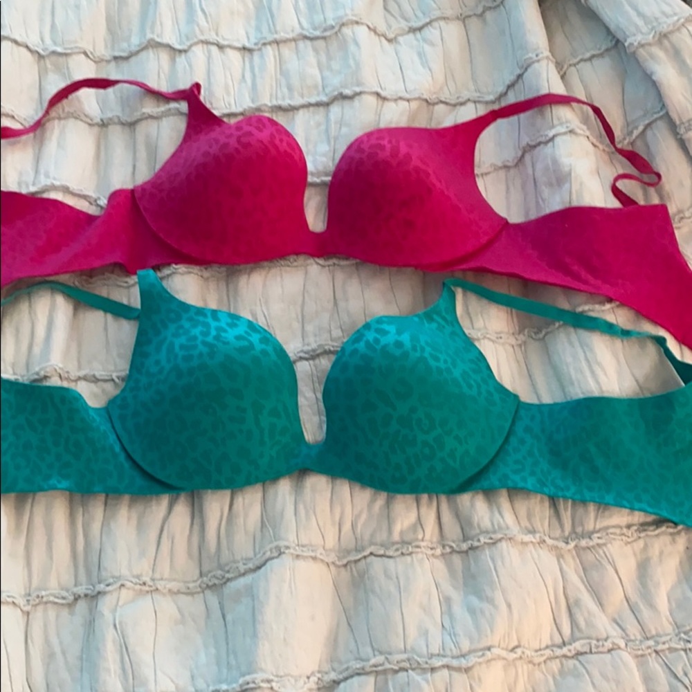 cheetah print Victoria Secret push up bra set